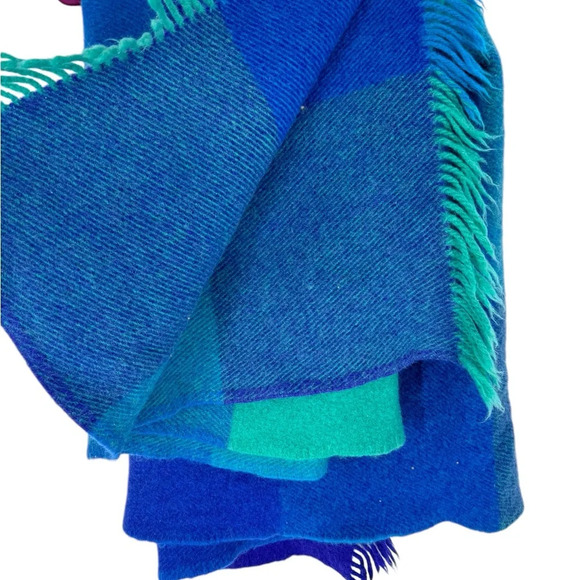 IKEA wool throw blanket blues greens 61 x 45 - Picture 3 of 3